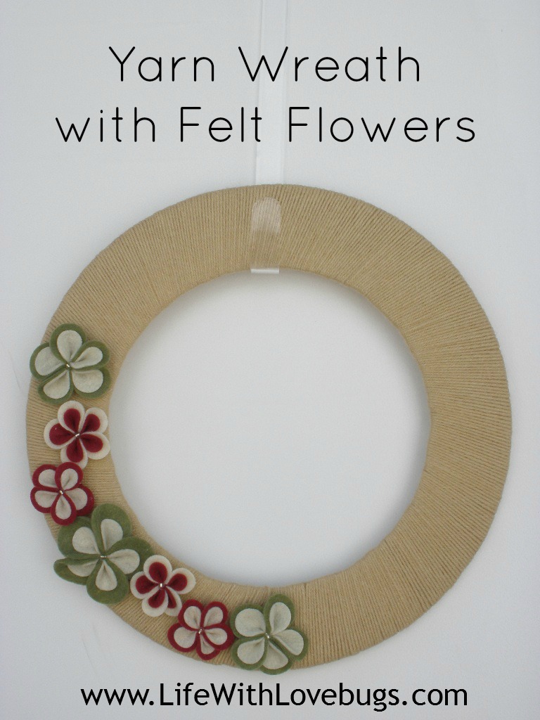 Yarn Wreath with Felt Flowers