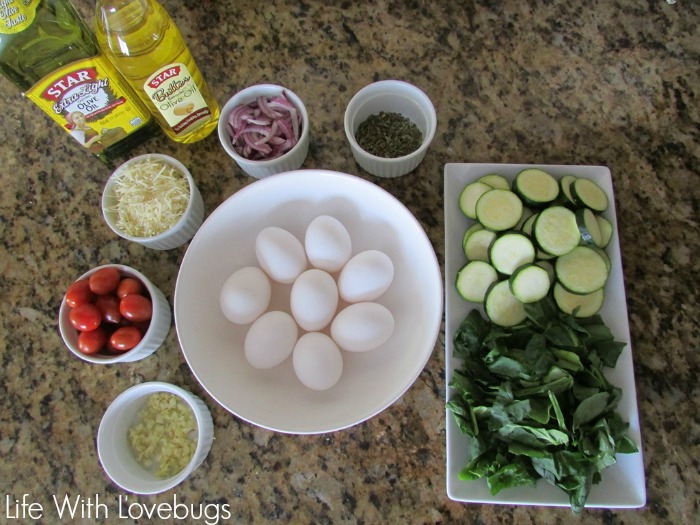 Skillet Vegetable Frittata Ingredients - Made with Butter Flavored #StarOliveOil! #shop 