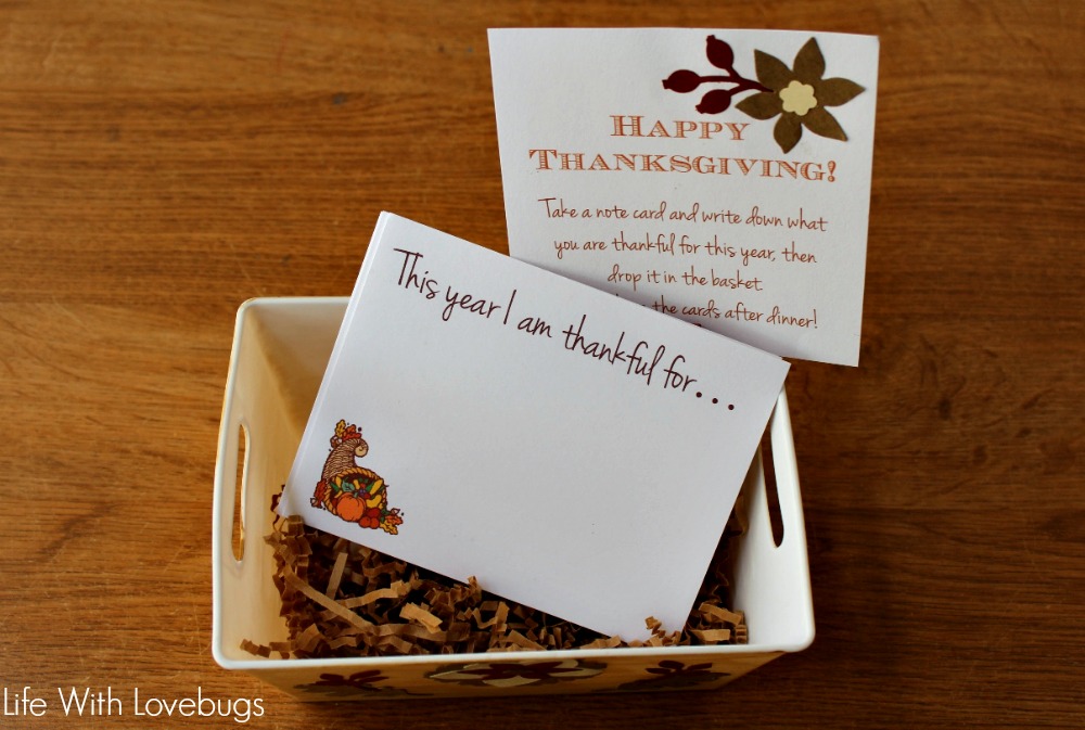 Printable Thankful Cards and Decorative Basket