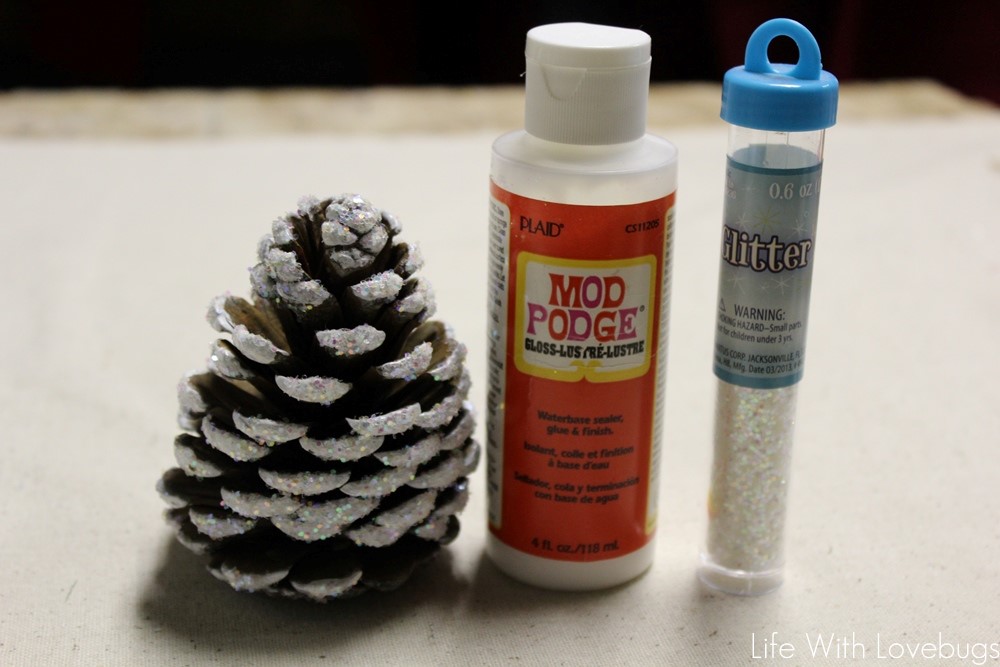 Snowy Glitter Pine Cones