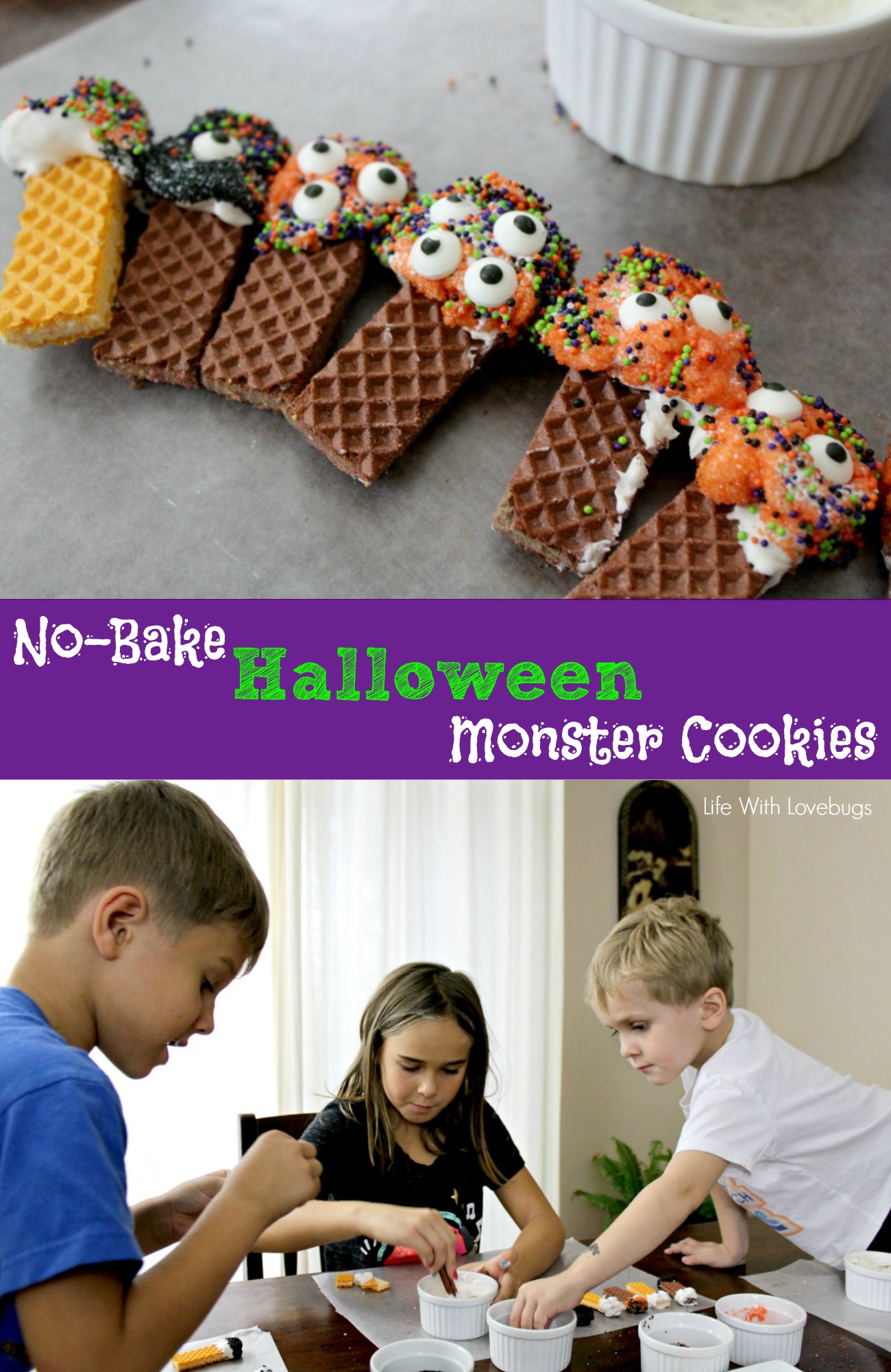 No-Bake Halloween Monster Cookies