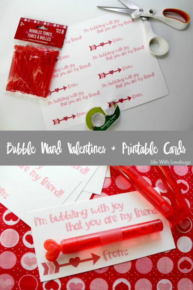 Bubble Wand Valentines + Printable Cards