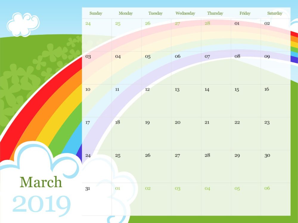 Printable Calendar and ToDo List for March 2019