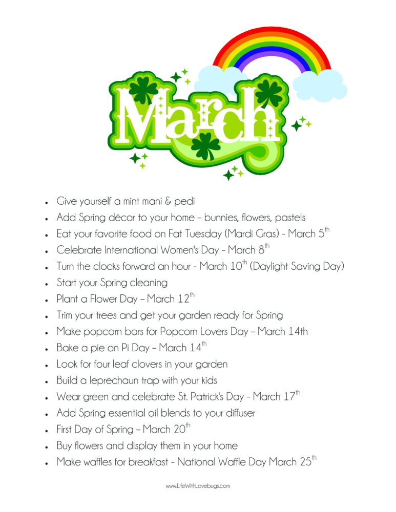 Printable Calendar and ToDo List for March 2019