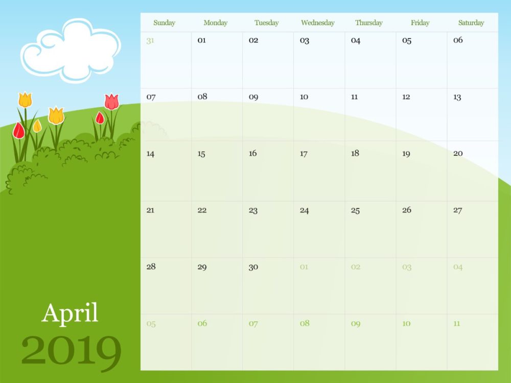 Printable Calendar and ToDo List for April 2019