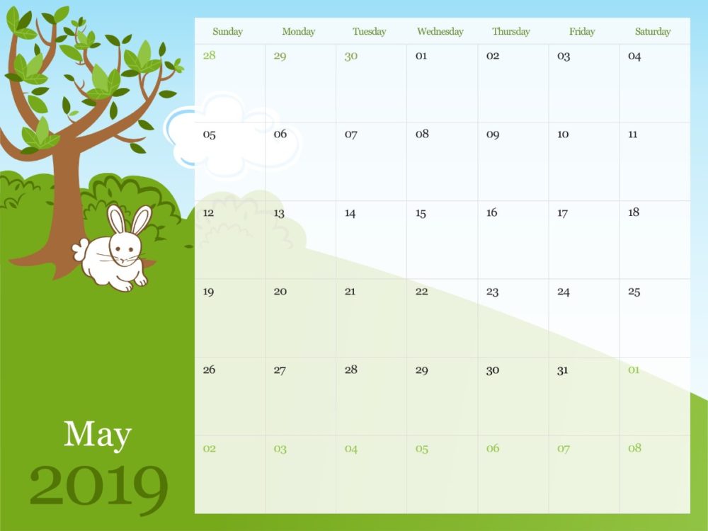Printable Calendar and ToDo List for May 2019