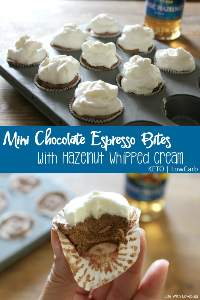 Mini Chocolate Espresso Bites with Hazelnut Whipped Cream | KETO LowCarb