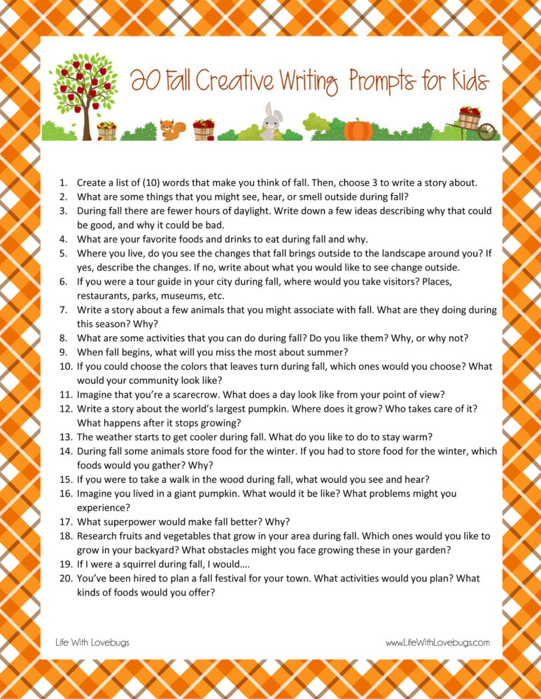 20 Fall Creative Writing Prompts for Kids
