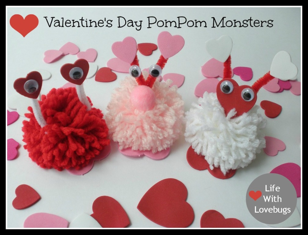 Valentine's Day PomPom Monsters