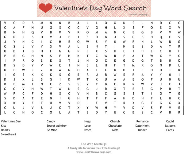 Valentine's Day Word Search {Printable} - Life With Lovebugs