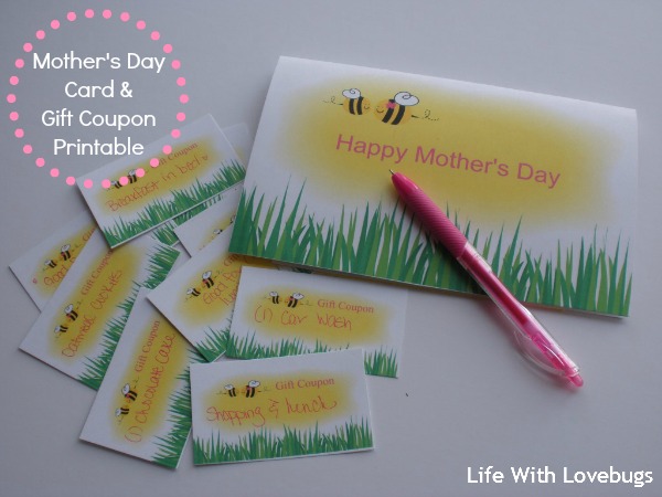 Mother's Day Card & Gift Coupon Printable