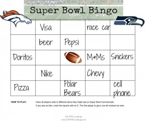 Super Bowl Bingo Game