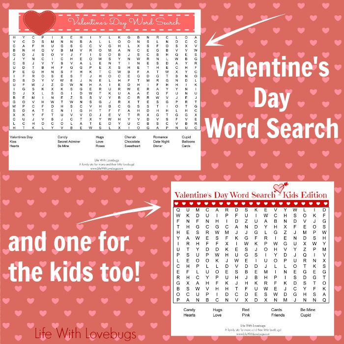 Two Printable Valentines Day Word Searches