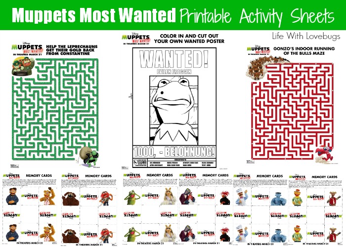 Muppets Most Wanted Activity Sheets