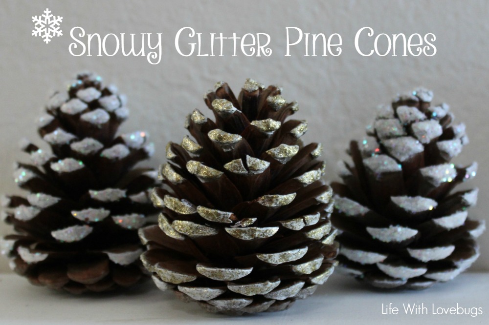 Snowy Glitter Pine Cones