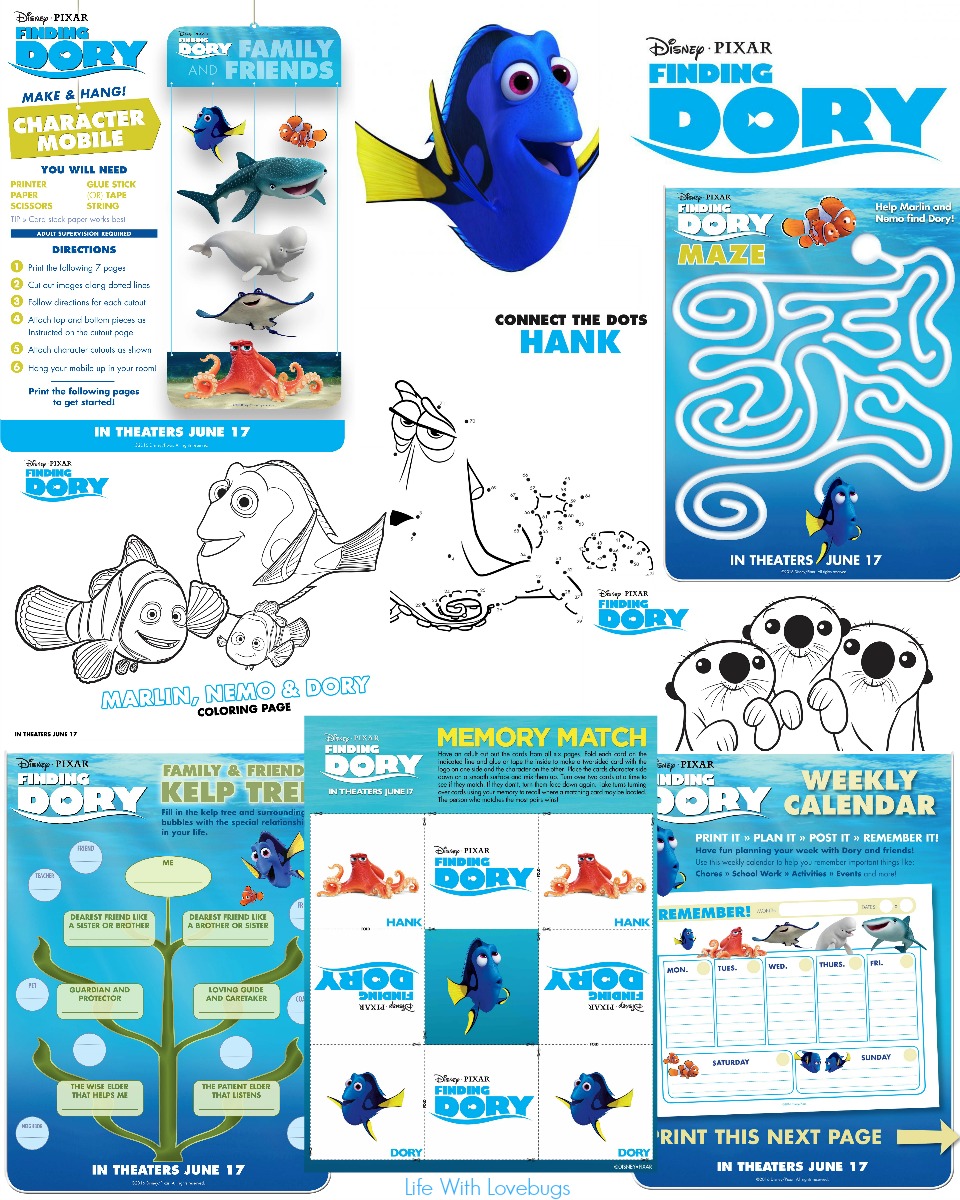 Disney•Pixar Finding Dory FREE Printable Activity Pages