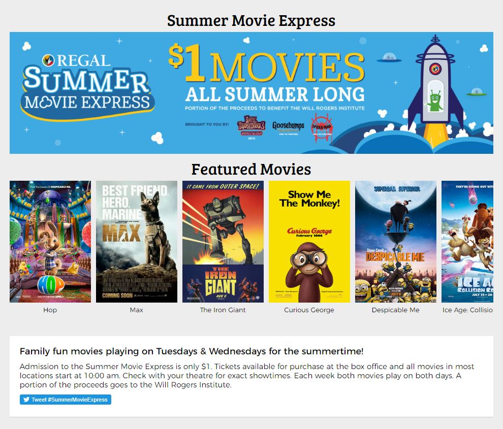 Regal Cinemas $1 Summer Movie Express