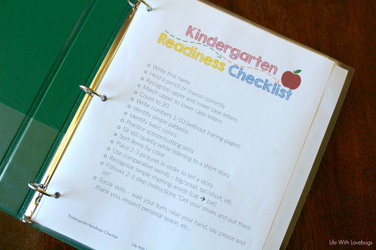 Getting Ready for Kindergarten - Printable Checklist