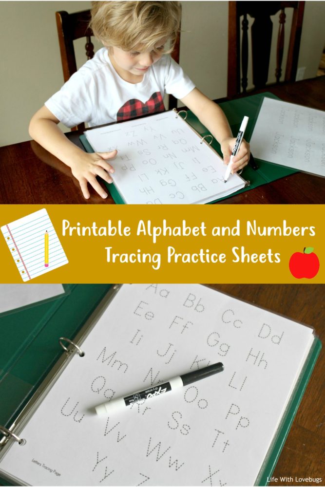 Printable Alphabet and Numbers Tracing Sheets