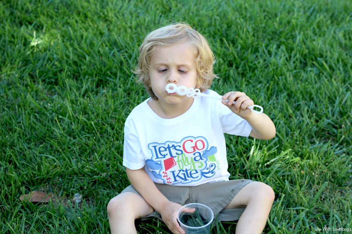 50 Summer Activities For Kids: Go outside and blow bubbles.