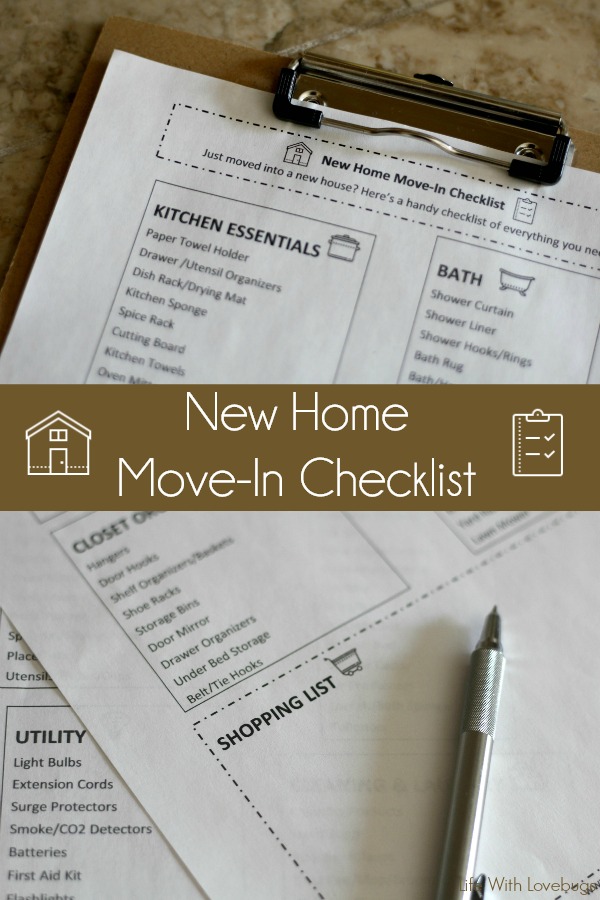 New Home Move-In Checklist
