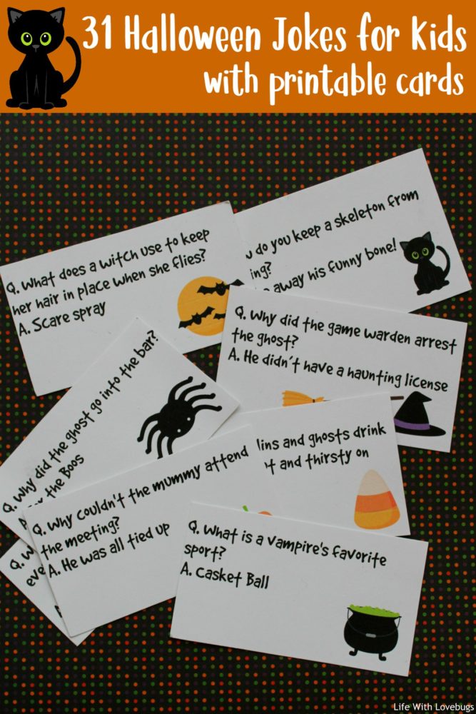 31 Halloween Jokes for Kids + Printable Cards
