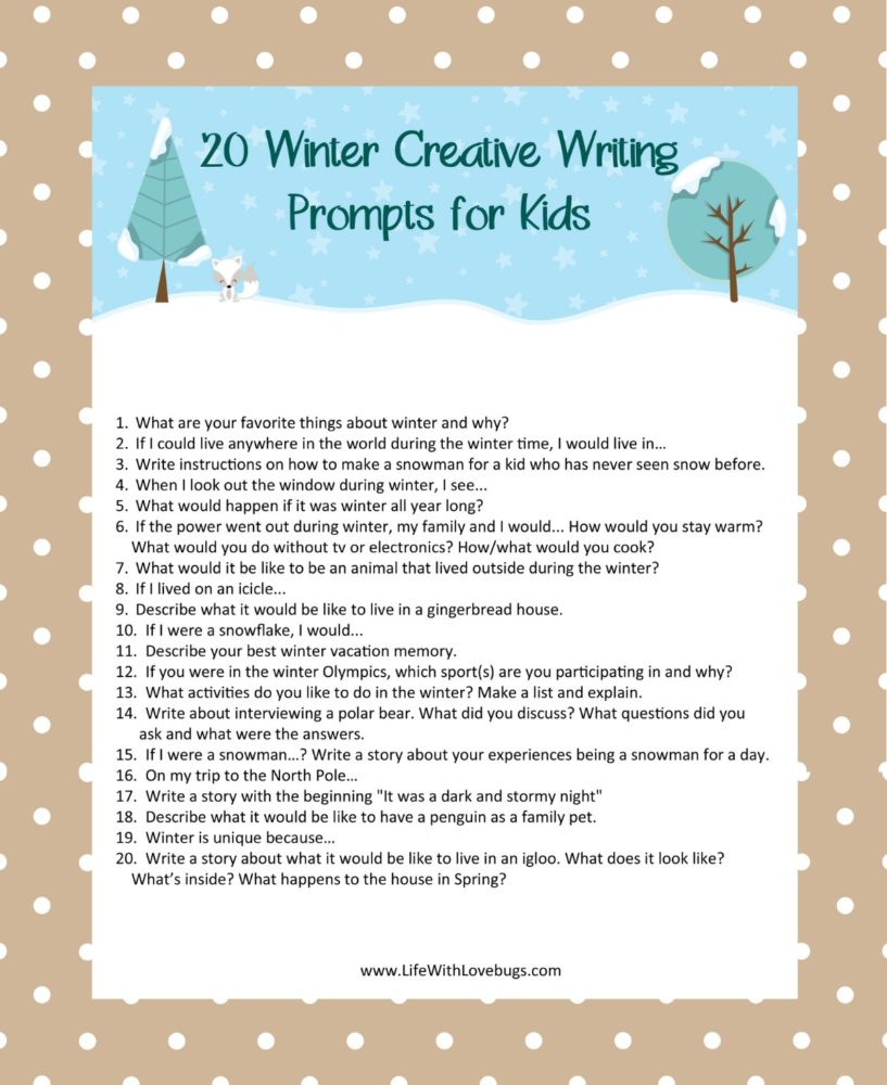 20 Winter Writing Prompts for Kids