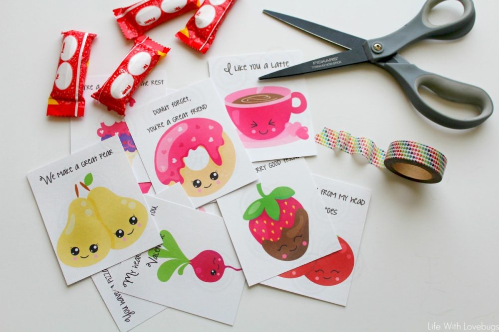Printable Food-Themed Valentines Day Cards for Kids
