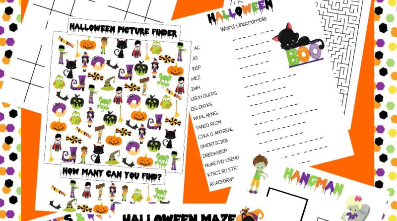 Printable Halloween Activities: Mazes, Picture Finder, Word Search and more!