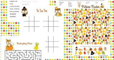 Printable Thanksgiving Themed Activity Pages for Kids