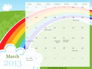2013 Printable March Calendar