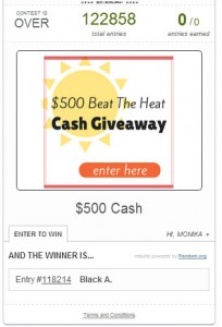 Beat The Heat Giveaway Winner