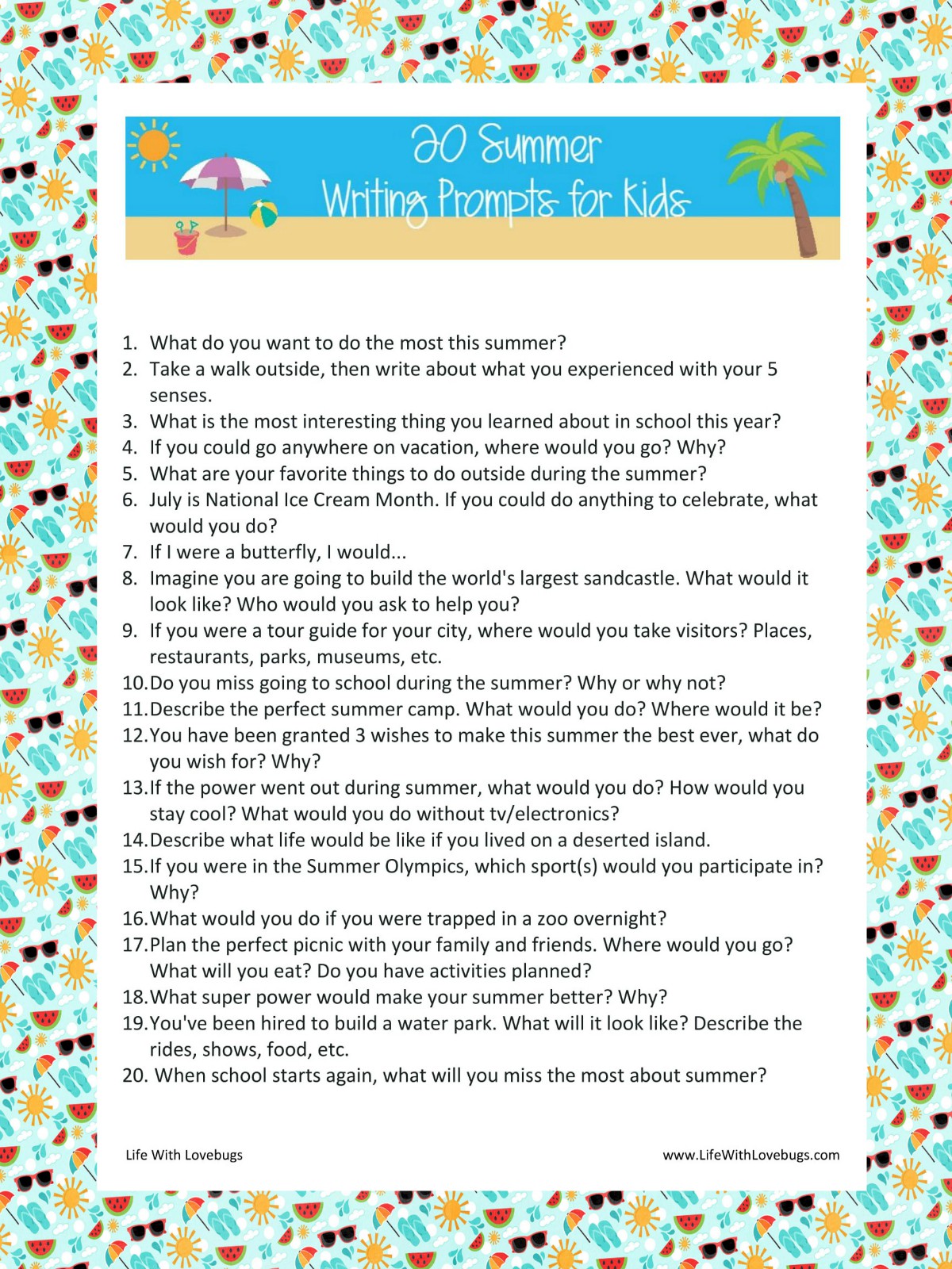 FREE Creative Writing Prompts for Middle School English Journal Writing