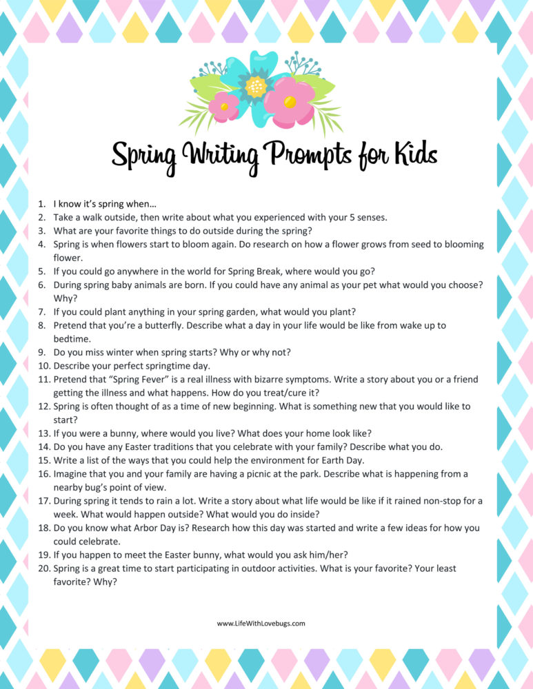 Writing Prompts For Kindergarten Spring